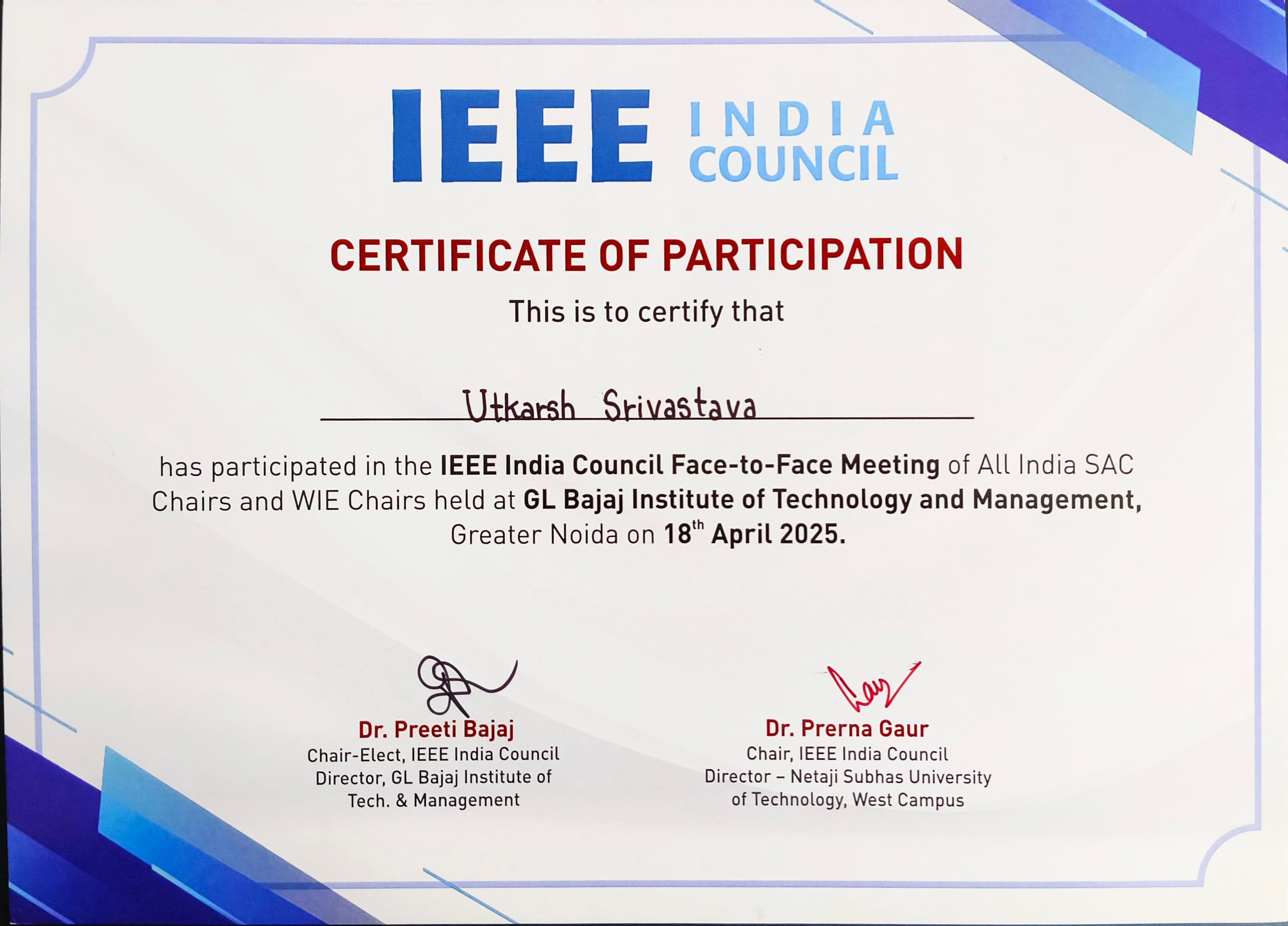 IEEE India Council Participation