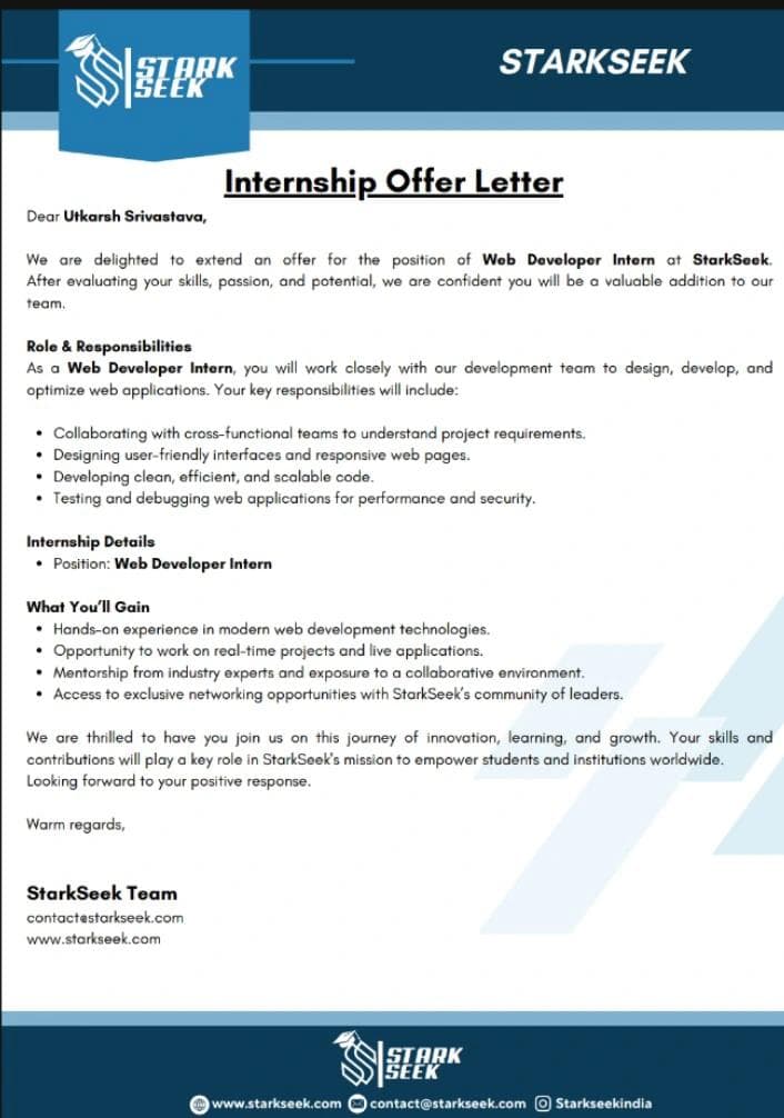 StarkSeek Internship Offer