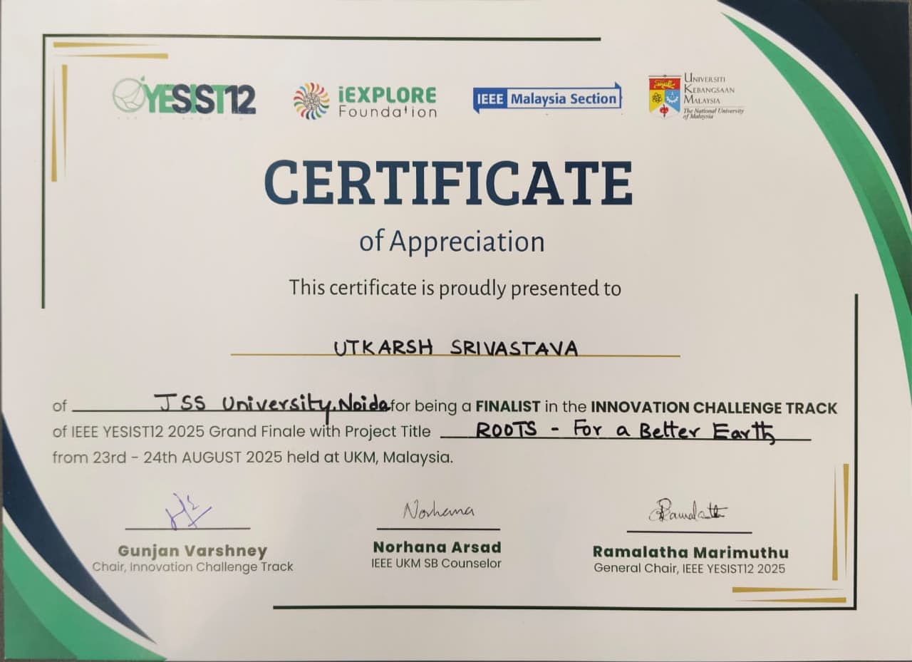 IEEE YESIST12 Grand Finale Finalist - Top 30/3000+ Teams